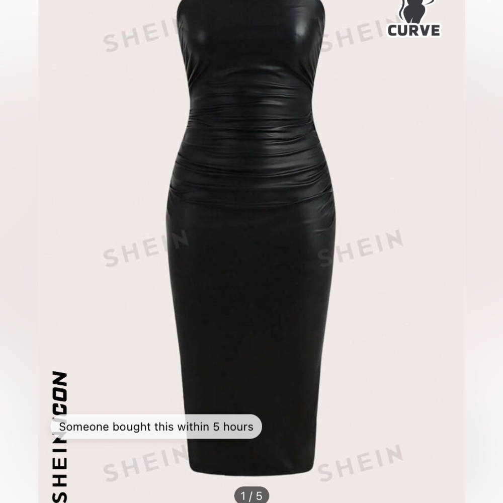 PLUS SIZE PU LEATHER SHEIN BODY CON DRESS